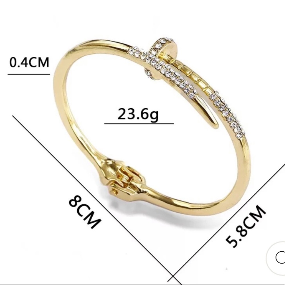Nail bangle bracelet with stones